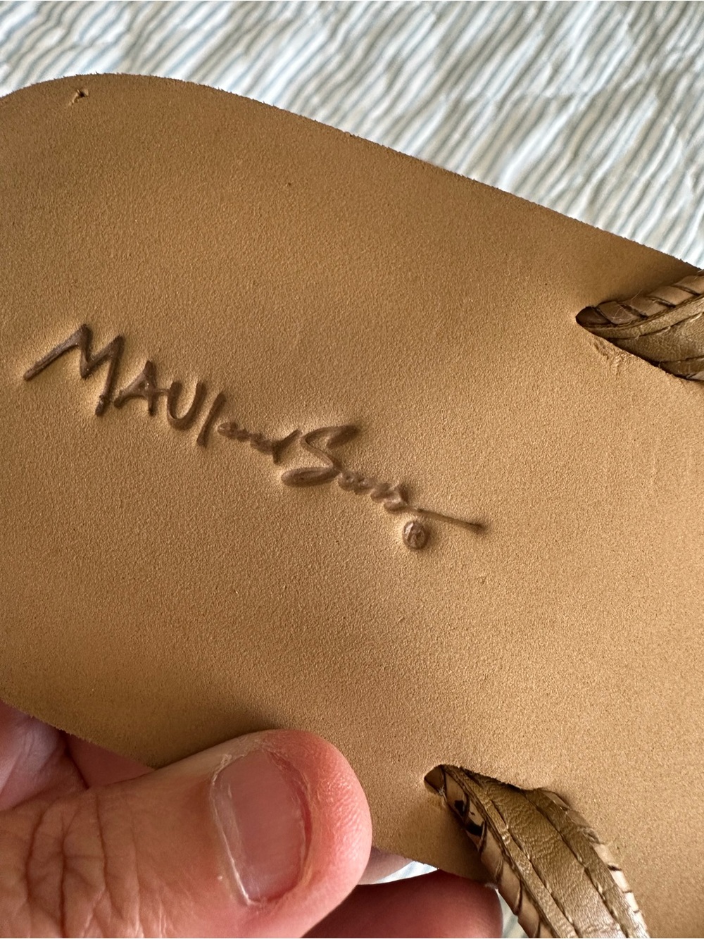 Maui and Sons Tan Leather Slide with Braided Straps